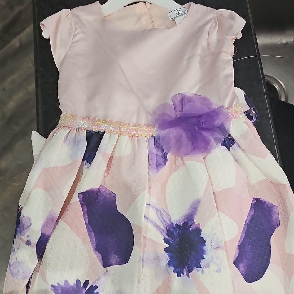 Elegant Pink and Purple Floral Kids Dress